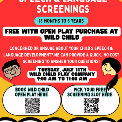FREE Speech and Language Screenings at Wild Child Play Co.